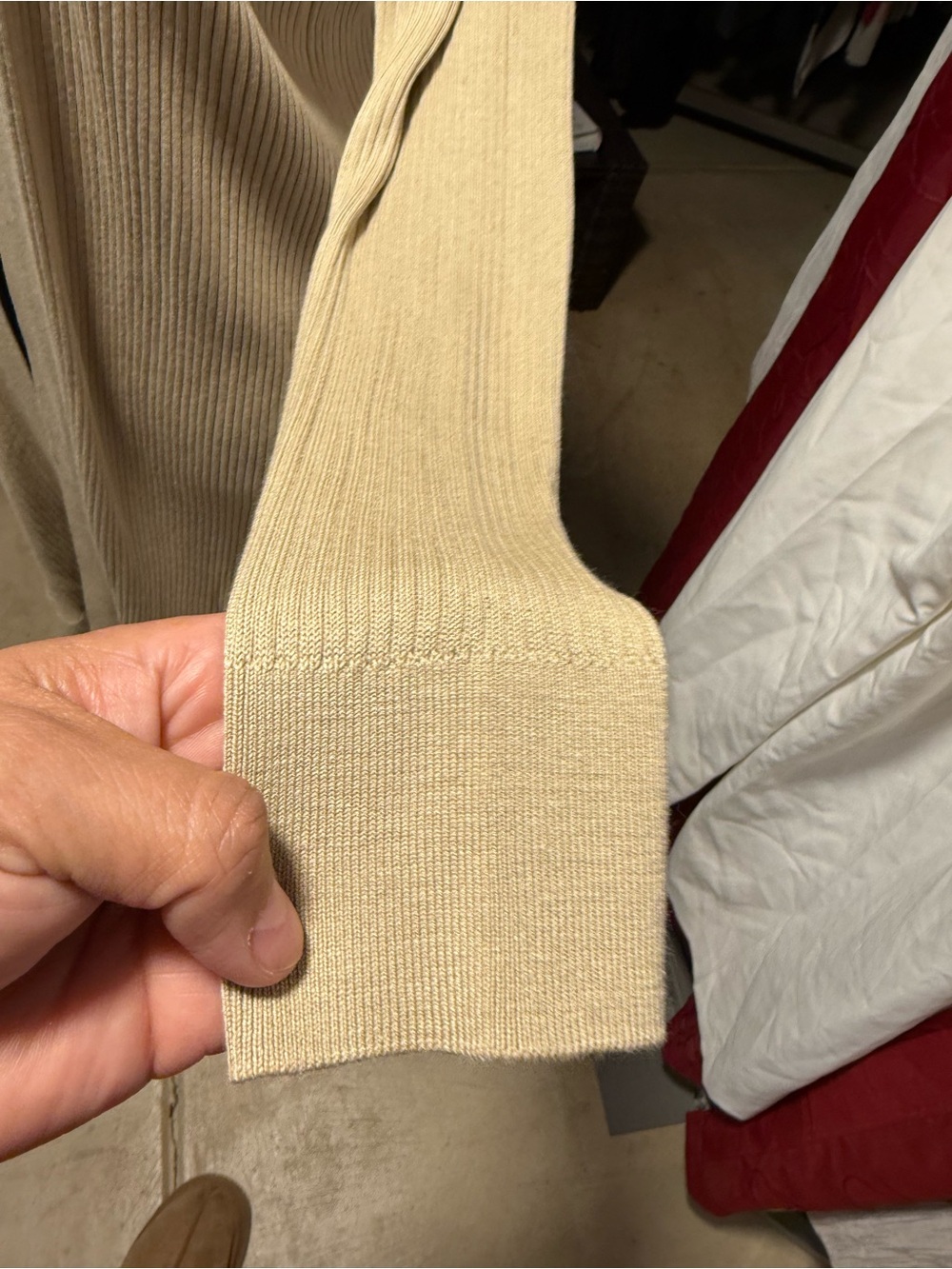 LOFT Long Cream Open-Front Ribbed Cardigan - Picture 4 of 7